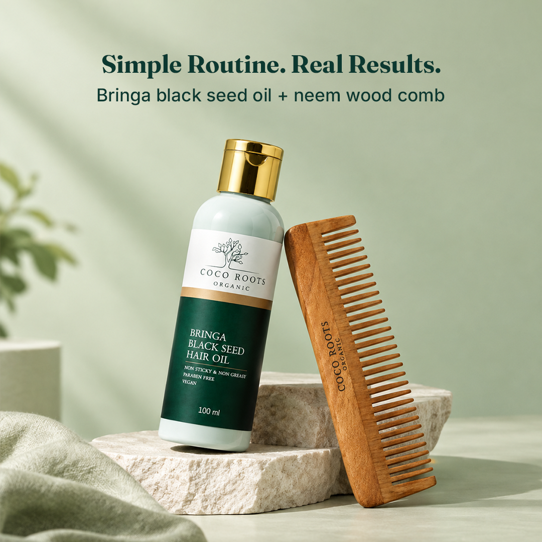 Bringa Black Seed Oil + Neem Wood Comb