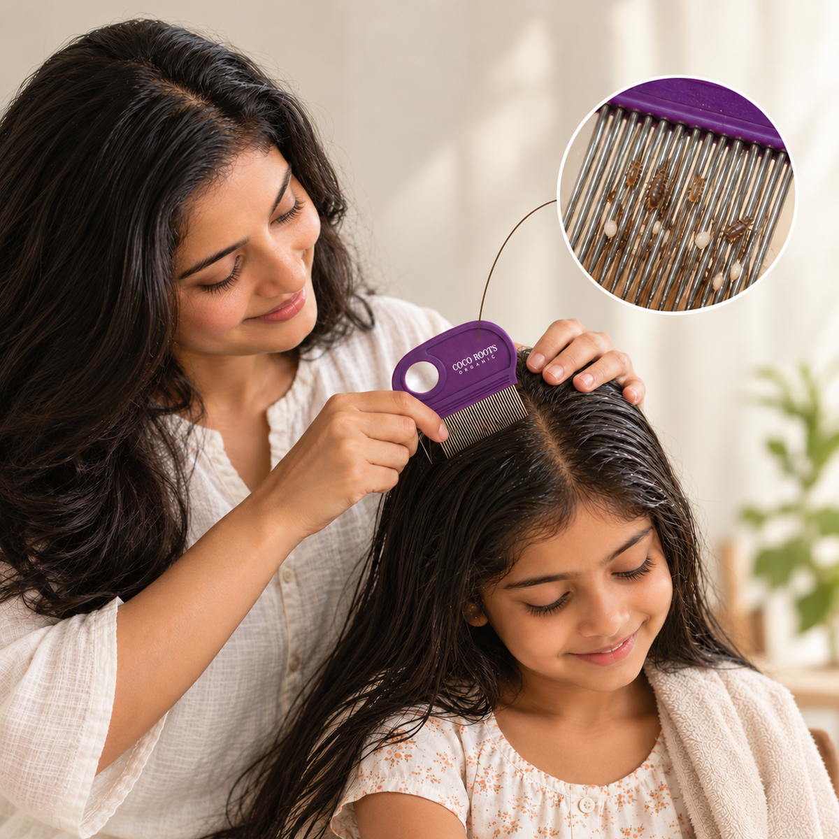 {"type":"root","children":[{"type":"paragraph","children":[{"type":"text","value":"Comb your hair with the lice comb"}]}]}