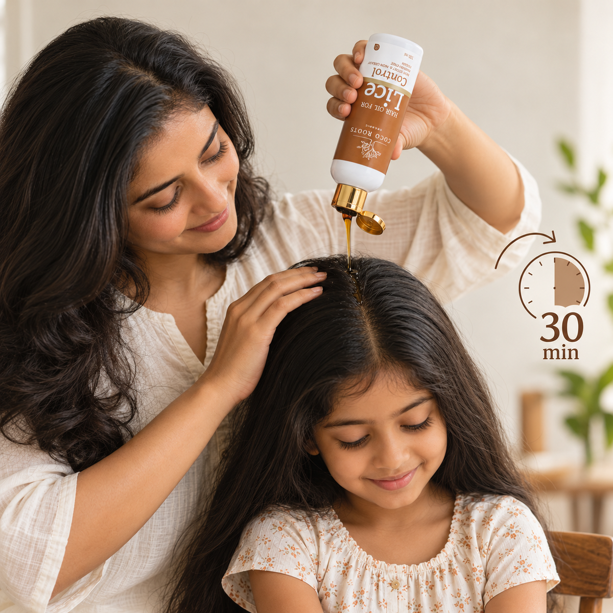 {"type":"root","children":[{"type":"paragraph","children":[{"type":"text","value":"Apply lice control oil on scalp and keep it for 30 minutes"}]}]}
