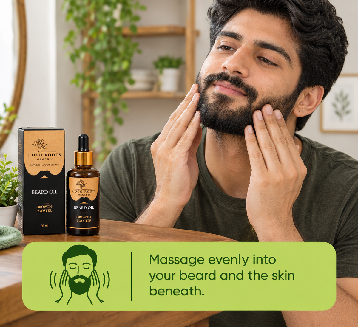 {"type":"root","children":[{"type":"paragraph","children":[{"type":"text","value":"Massage evenly into your beard and the skin beneath"}]}]}