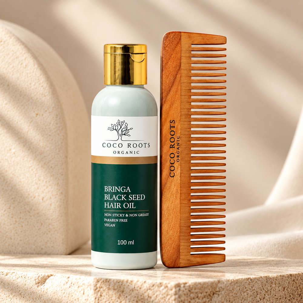 Coco Roots Bringa Black Seed Oil and Neem Wood Comb