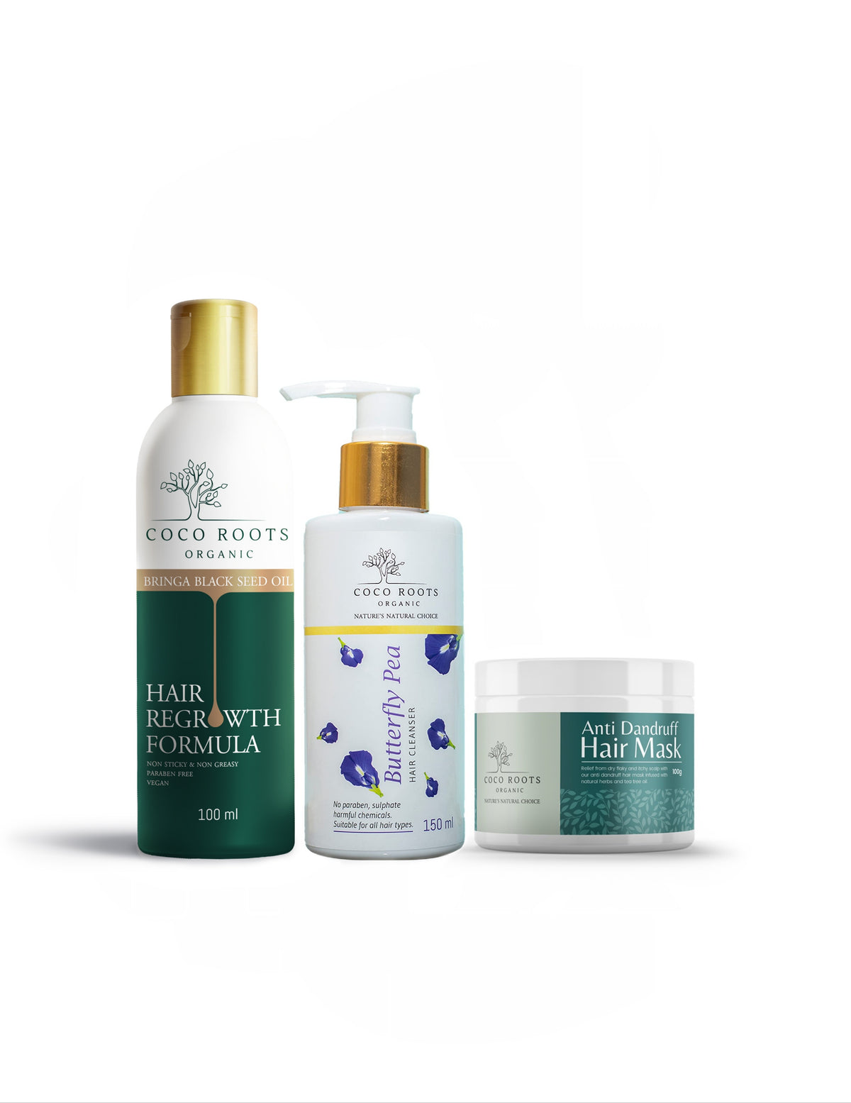 Dandruff pack - Bringa black seed oil+ anti Dandruff hair mask+ butterfly pea clenser